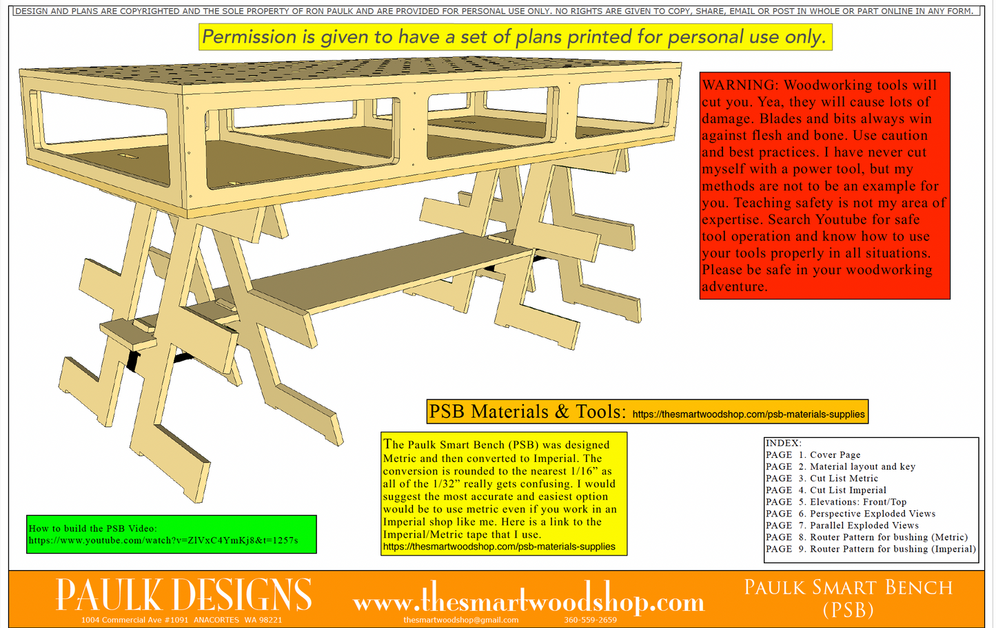 The Paulk Smart Woodshop Package Plans (PSWP)